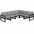 Polywood Edge Black / Grey Mist 6-Piece Modular Deep Seating Patio Set 633PWSBL5980